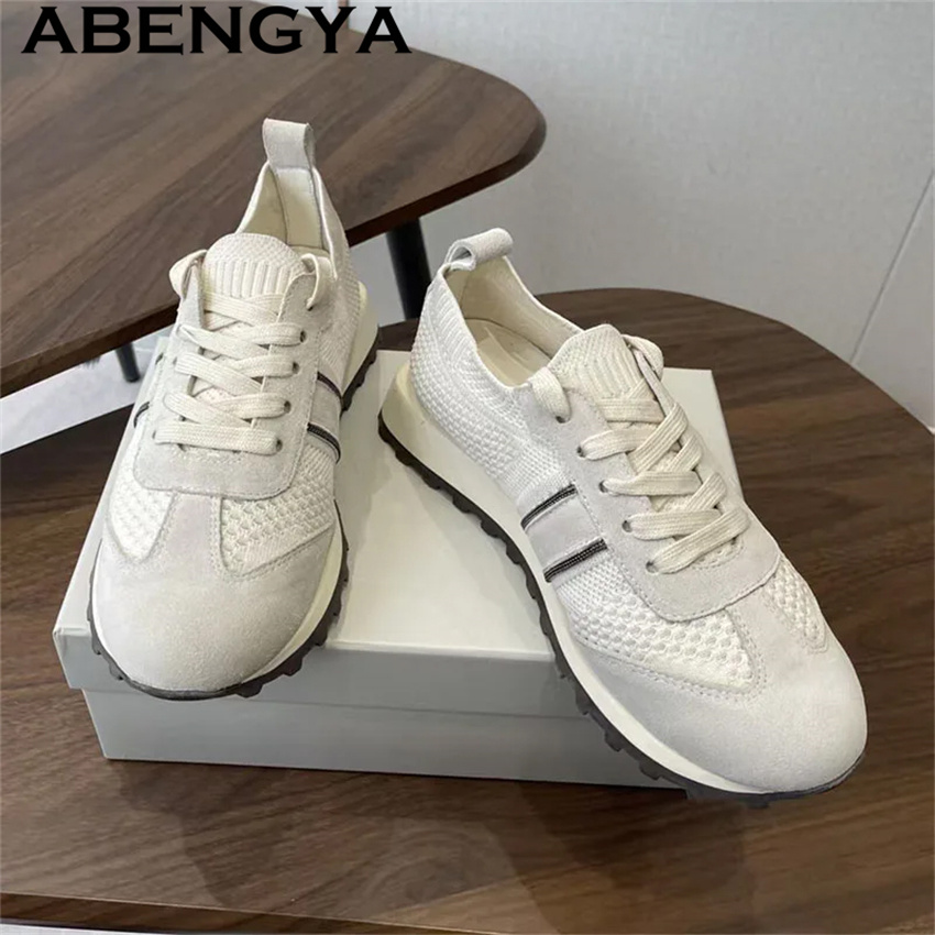2026 İlkbahar Sıcak Fırsat Örg - Knit Fabric Lace Up Sneakers incelemesi ve fiyatı