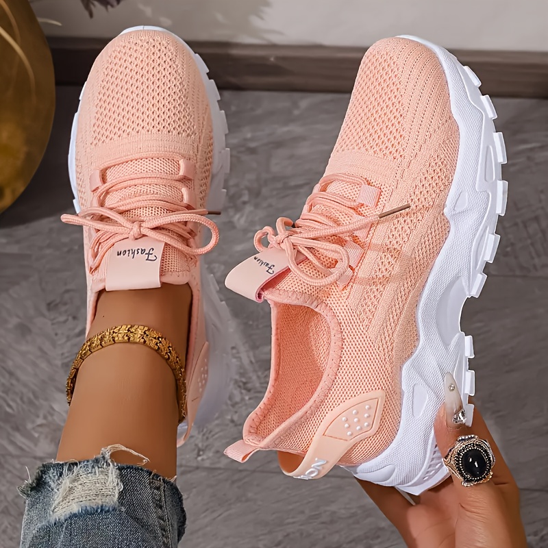 Nefes alabilen örgü spor ayakk - Knit Fabric Lace Up Sneakers incelemesi ve fiyatı