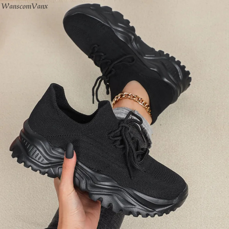 Kadınlar ve Erkekler için Moda - Knit Fabric Lace Up Sneakers incelemesi ve fiyatı