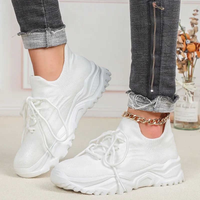 Kadınlar ve Erkekler için Moda - Knit Fabric Lace Up Sneakers incelemesi ve fiyatı